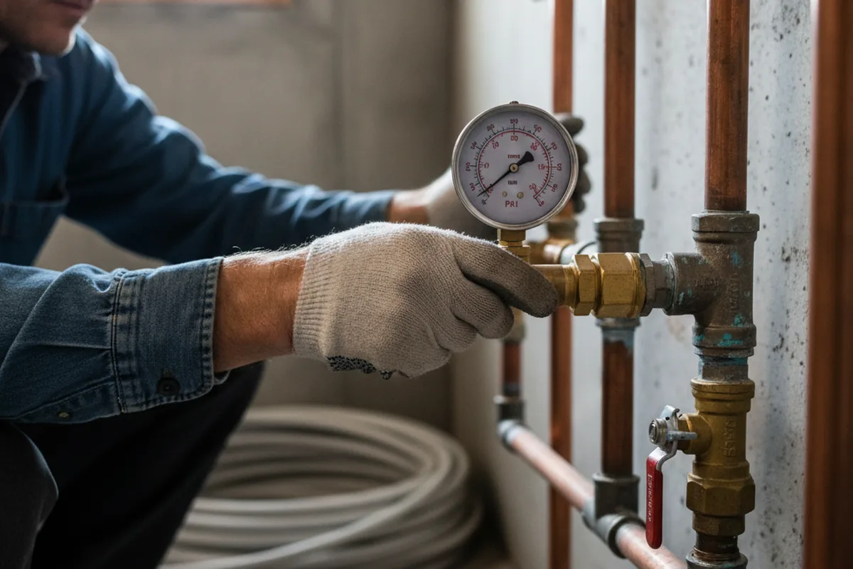 Pressure testing a repaired line during Water Line Repair in East Nassau